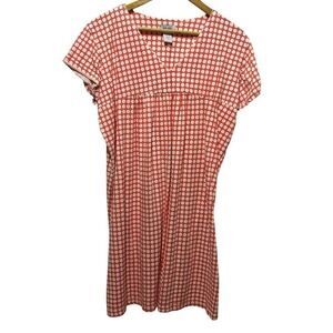 Liz Co Women Babydoll Dress 2X Pink White Polka Dot Cotton Cottagecore Retro